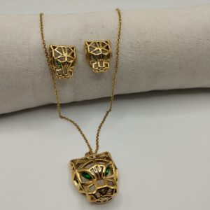 ensemble de bijoux tete de lion en acier inoxydable