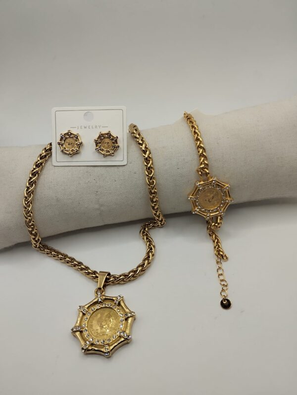 parure louise coq strass en acier inoxydable