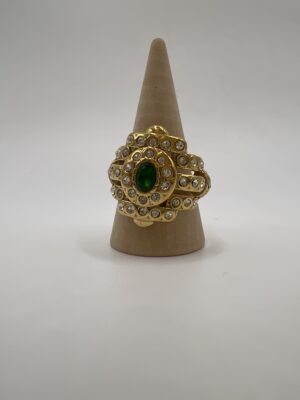 Bague de lux perle verte et strass  taille 9 et 10en acier inoxydable