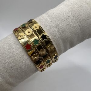 Bracelet trefle trio couleur en acier