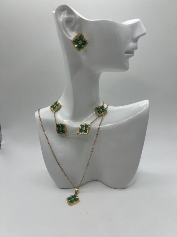 Parure de lux verte en acier inoxydable
