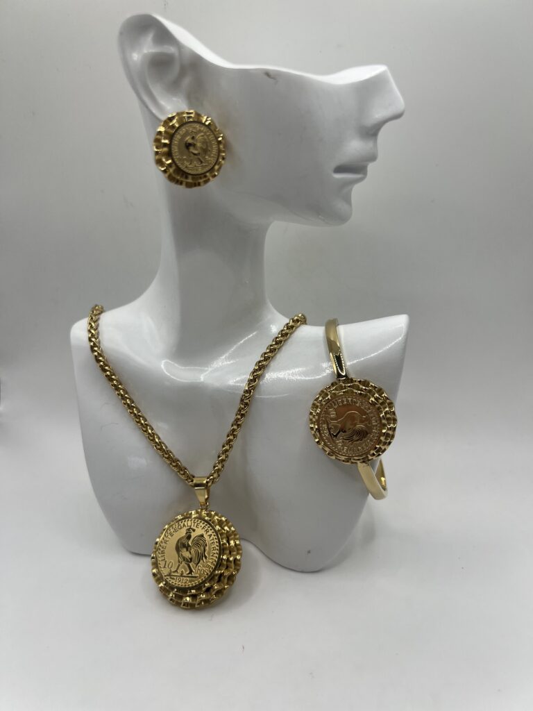 Parrure de bijoux louise fleur en acier inoxydable