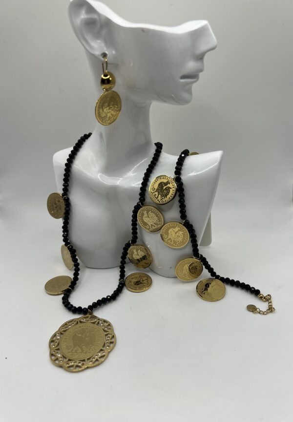 Ensemble de bijoux beldi perle noir en acier inoxydable