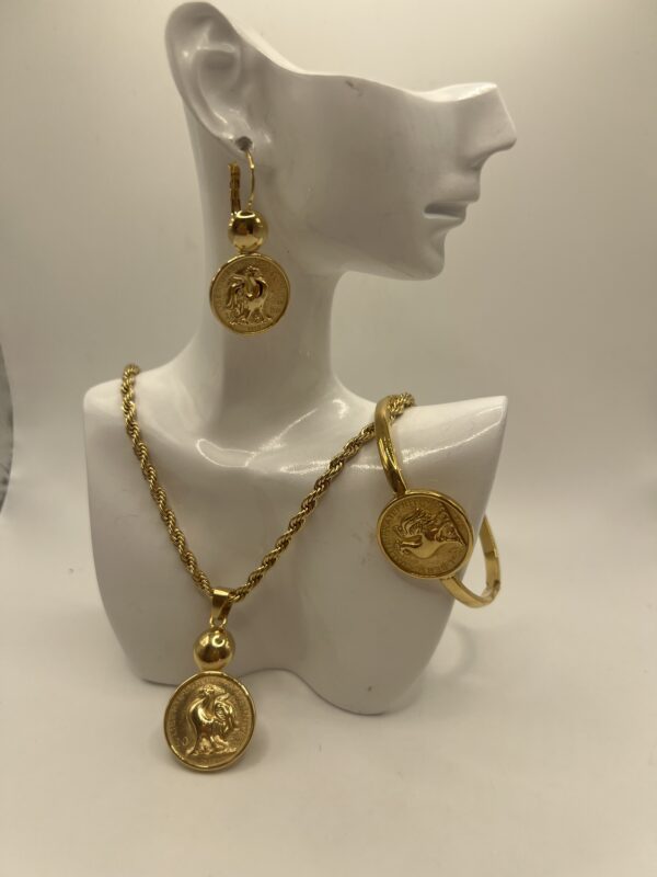 Ensemble de bijoux coq en acier inoxydable